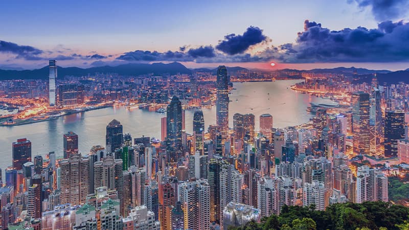Hong Kong City View From At Sunrise